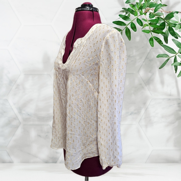 Lilly Pulitzer Silk Top, Cream & Gold Clip - Picture 4 of 16